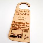 Personalised Wooden Door Hanger “Gaming in Progress” Design