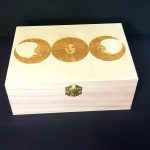 Witches Design, Four Separate Compartments Wooden Box with your choice of Design see Photo – Witchcraft/Crystal/Herb Box