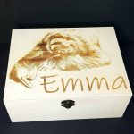 Large “Sloth” Design Wooden Box Laser Engraved and  Personalised