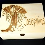 Large Wooden Box “Art Deco Lady” Design, Laser Engraved and Personalised