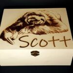 Large “Sloth” Design Wooden Box Laser Engraved and  Personalised