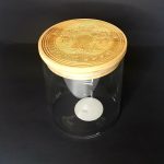 Glass Jar with Bamboo Laser Engraved Lid “Witches Designs”