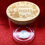 Christmas Glass Jar with Bamboo Laser Engraved Lid “Sweet” Design