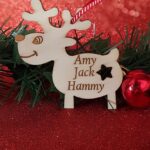 Personalised Wooden Christmas Reindeer Tree Decoration