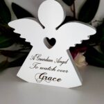 Personalised Freestanding White Wooden Angel