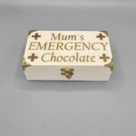 Personalised Wooden “Mum’s Emergency Chocolate” Box