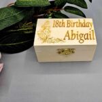 Personalised “Flower Design – 21st Birthday” Design Small Trinket Wooden Box Keepsake (Any Number & Name engraved)