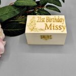 Personalised “Flower Design – 21st Birthday” Design Small Trinket Wooden Box Keepsake (Any Number & Name engraved)