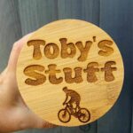 Personalised Glass Jar with Bamboo Laser Engraved Lid “Cycling” Design, Unique gift for Cyclists